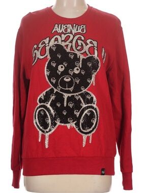 Avenue George V Red Sweatshirt With Rhinestones
